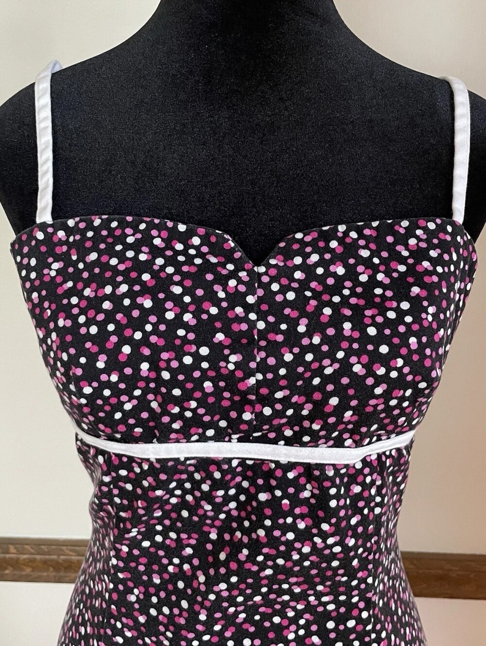Black Polka Dot Sweetheart Dress with Pink & White Dots